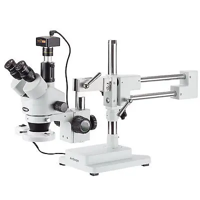 Тринокулярный стереомикроскоп AmScope 3 5x 180X с флуоресцентным кольцесветильник +