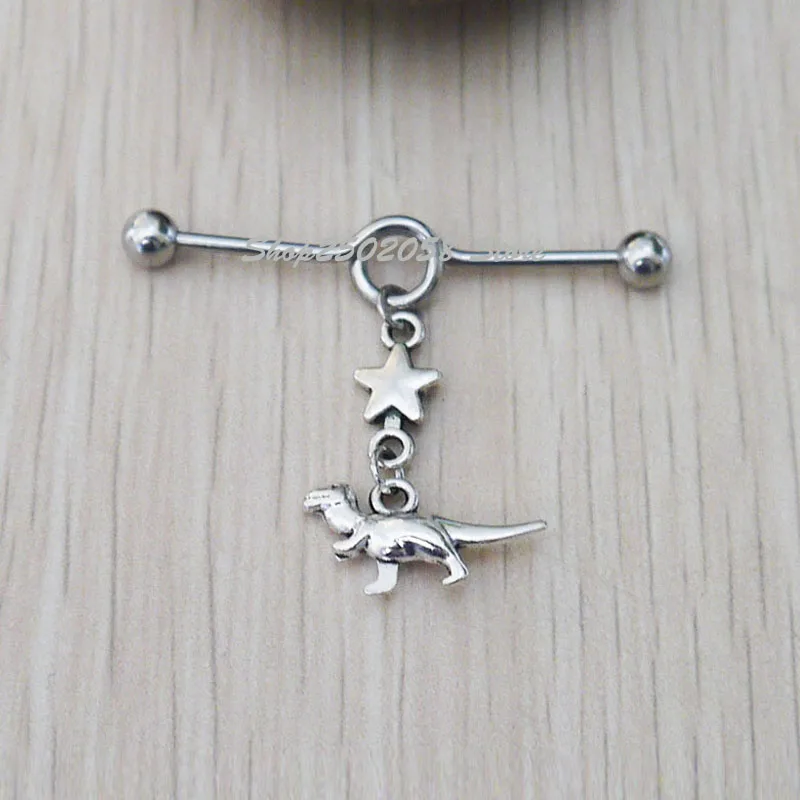 2pcs Star Industrial Barbell piercing Ear Jewelry Double Piercing Charm Belly Button Rings Women Earring Body jewelry | Украшения и