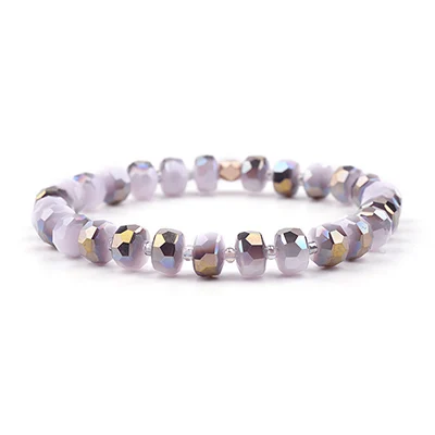 AB Pink Crystal BOJIU Trendy Faceted Crystal Strand Bracelet For Women Cute Pink Purple Gray Black Crystal Bead Bracelet Hot Lady Jewelry BC276 - Окраска металла: AB Pink Crystal