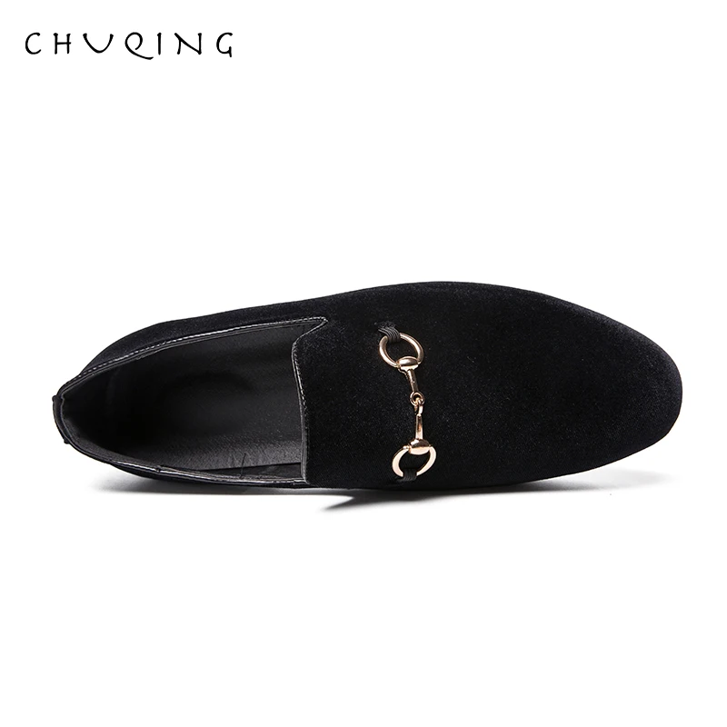 CHUQING/мужские модные золотые бархатные кожаные туфли без шнуровки мужские
