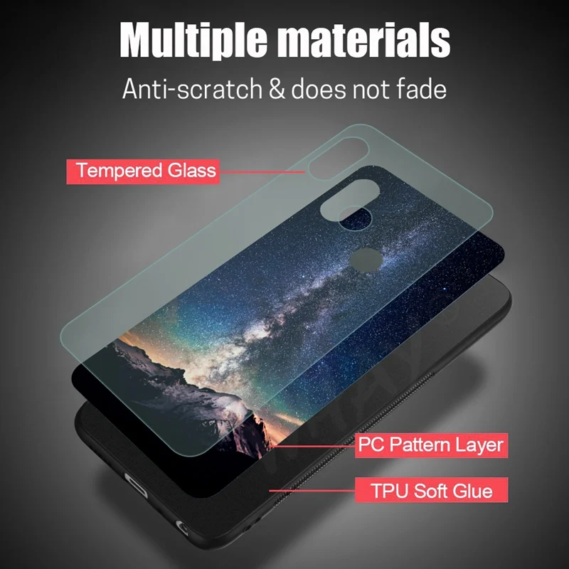 Чехол из закаленного стекла для Xiaomi Mi A2 Lite A1 Роскошный чехол задней панели