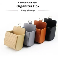 car styling pu leather car outlet air vent clip trash box phone holder organizer auto sun glass holder storage box for bmw