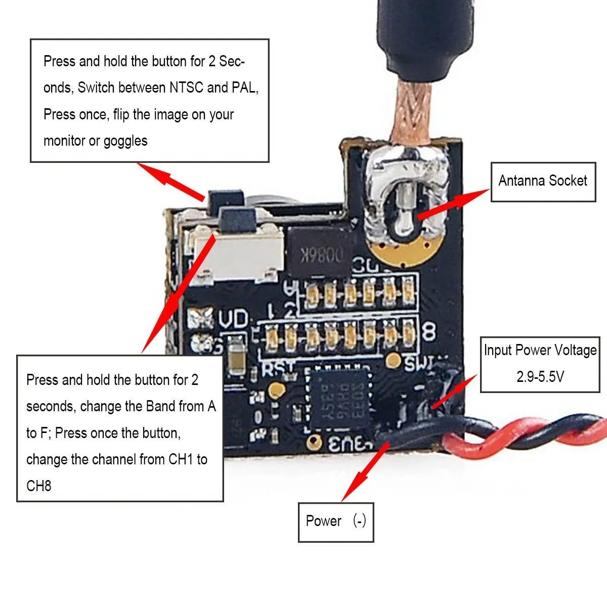 Микро камера BETAFPV H01 FPV 600TVL Cam 5 8G 40CH 25mW передатчик|25mw transmitter|fpv micro5.8g transmitter |