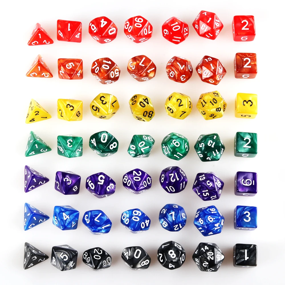 D-FantiX 49 шт. DND кубики с мешочком-7 комплектов d100 d20 d12 d10 d8 d6 и d4-D &amp D многогранные