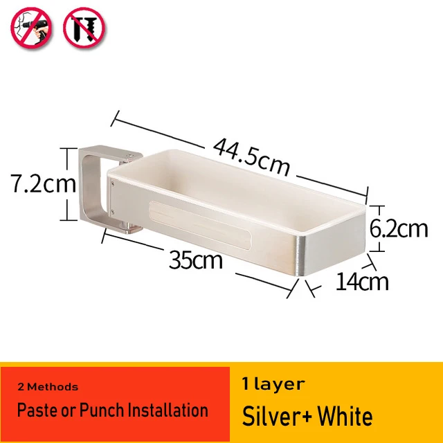 Silver White 1 layer Кухонные стеллажи из алюминиевого сплава, держатели, вращающийся многослойный настенный стеллаж для приправ, стойка для хранения в ванной, 08168 - Цвет: Silver White 1 layer