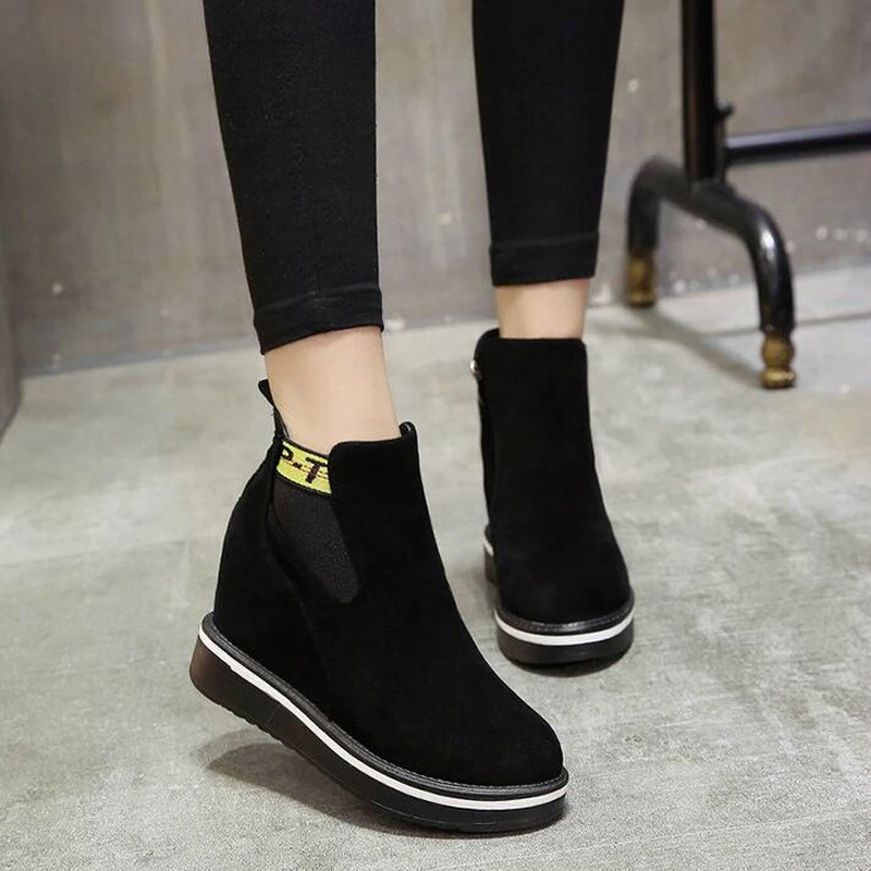Zapatos mujer/Модная осенне зимняя женская повседневная обувь увеличивающая рост 8 см