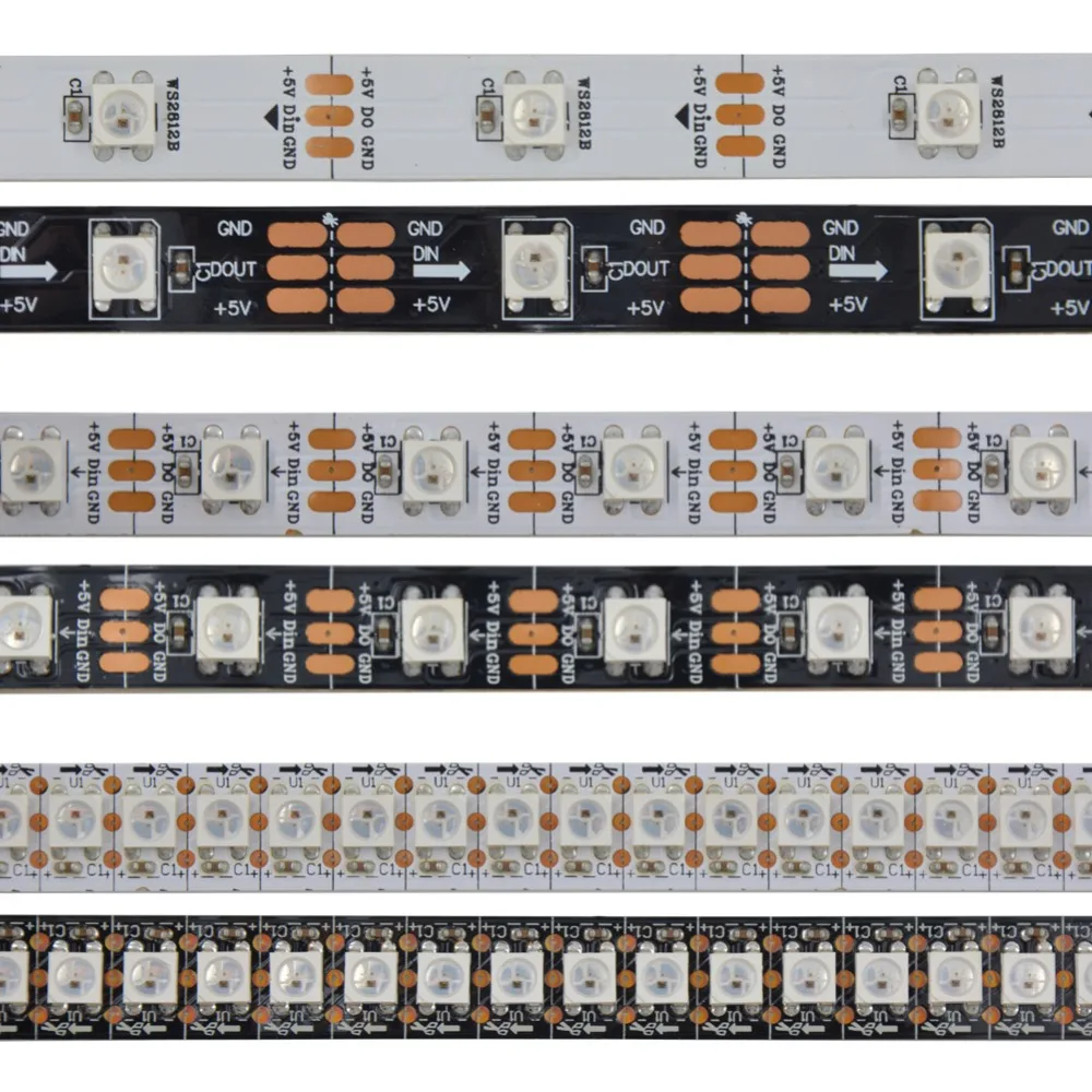 1 м/5 м WS2812B SK6812 30/60/74/96/144 пикселей/м 2811ic Встроенная индивидуально Адресуемая RGB