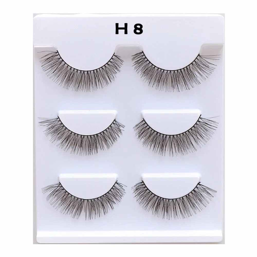 ( H7-H12) Human Hair Strip Lashes Natural Style Wholesale Eyelash LILYCILIA 3 Pairs per Lot | Красота и здоровье