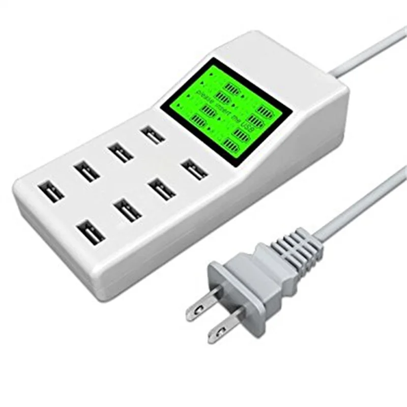 Настенное зарядное устройство с 8 портами USB и ЖК дисплеем для смартфона планшета
