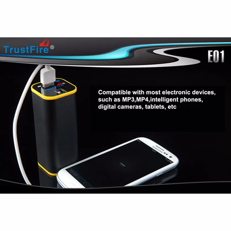TrustFire E01 перезаряжаемый Водонепроницаемый 4x18650 Батарейный блок/внешний аккумулятор-черный