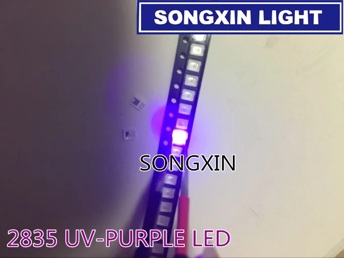 100 ПК-диоды 2835 3528 SMD УФ светодиодный Фиолетовый-бисерина 395-410nm ультрафиолетовый светильник-излучающие диоды для подавления переходных скачков напряжения Ультрафиолетовый SMT СВЕТОДИОДНЫЙ шарик лампы
