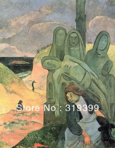 

100% handmade Oil Painting Reproduction on Linen canvas,Le Christ vert ou Calvaire breton by paul gauguin,Free Shipping