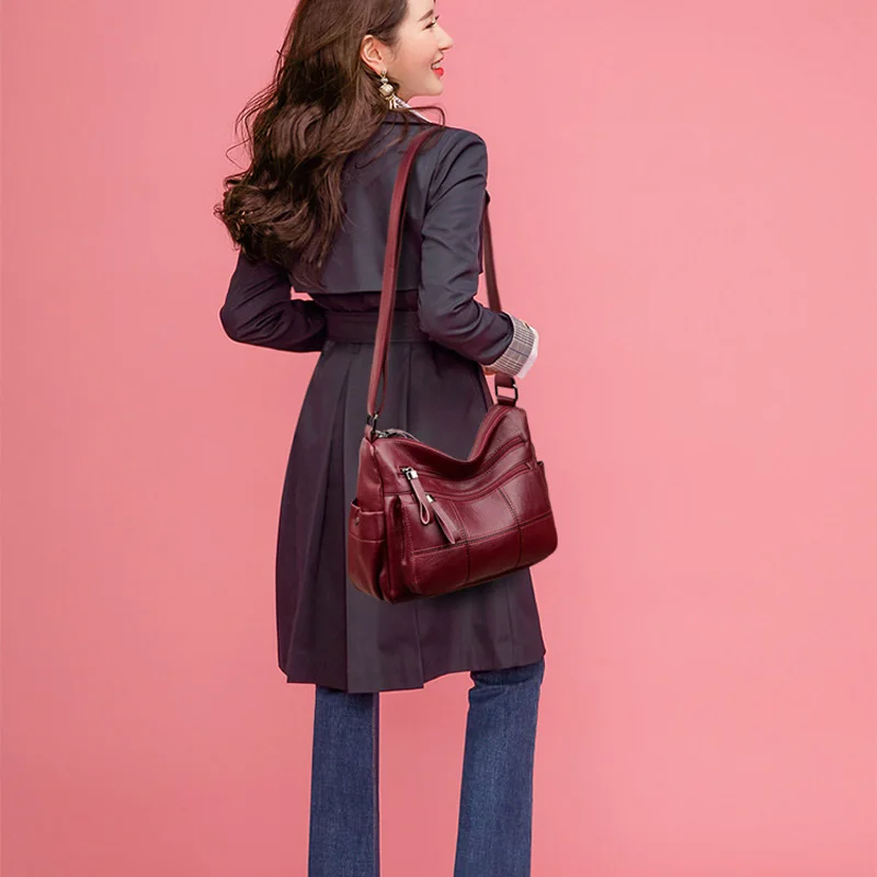 Новые женские сумки-мессенджеры Feminina Bolsa роскошные кожаные сумки женские сумки дизайнерские Sac основная дамская сумка на плечо черная