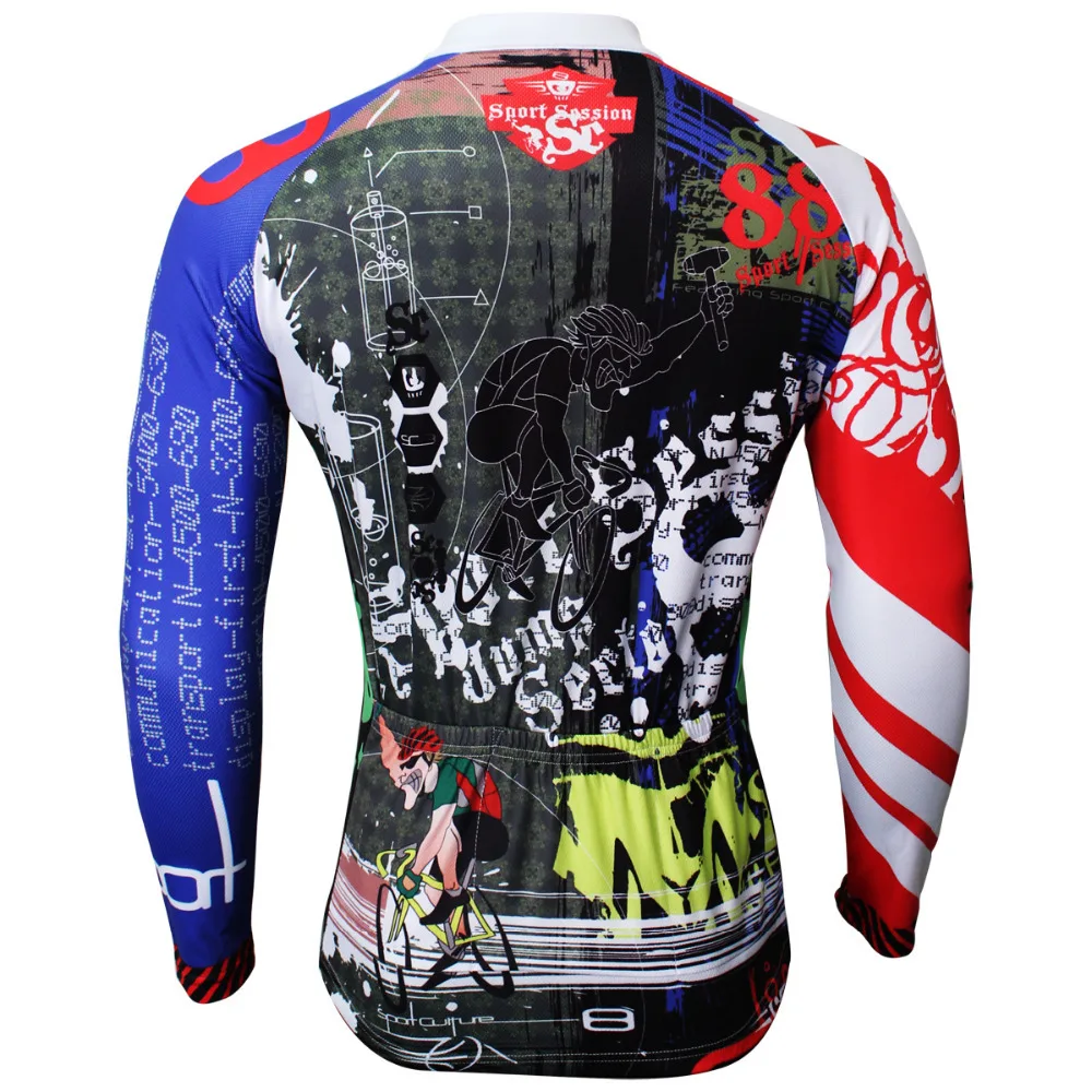 

Free Shipping Cartoon Athletics Men Long Sleeve Cycling Jersey Breathable Personas Bicycle Clothing Polyester Cycling Apparel
