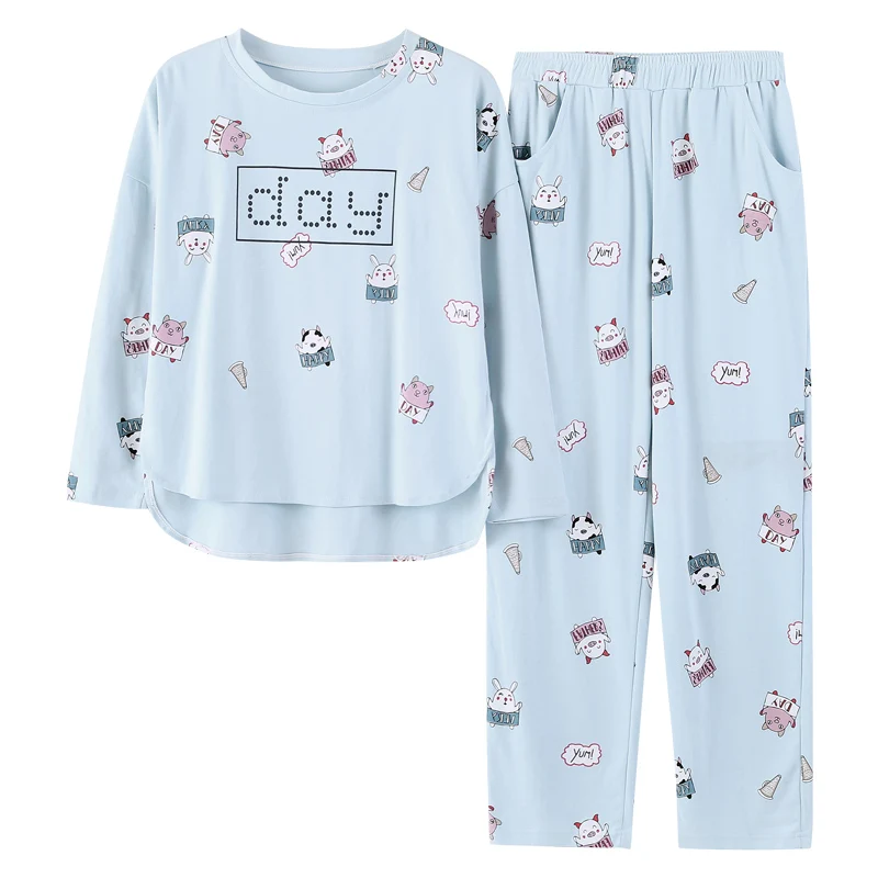 2019 удобный высококачественный хлопковый женский пижамный комплект m-xxl W6002 |