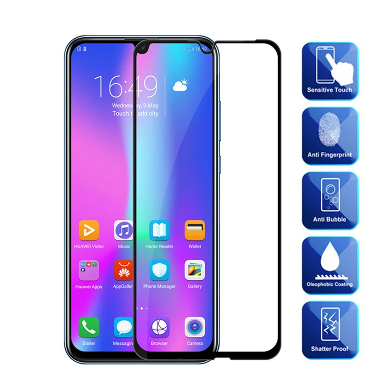 Защитное закаленное стекло 9H для Huawei Honor 10 lite чехол с полным покрытием Защитная