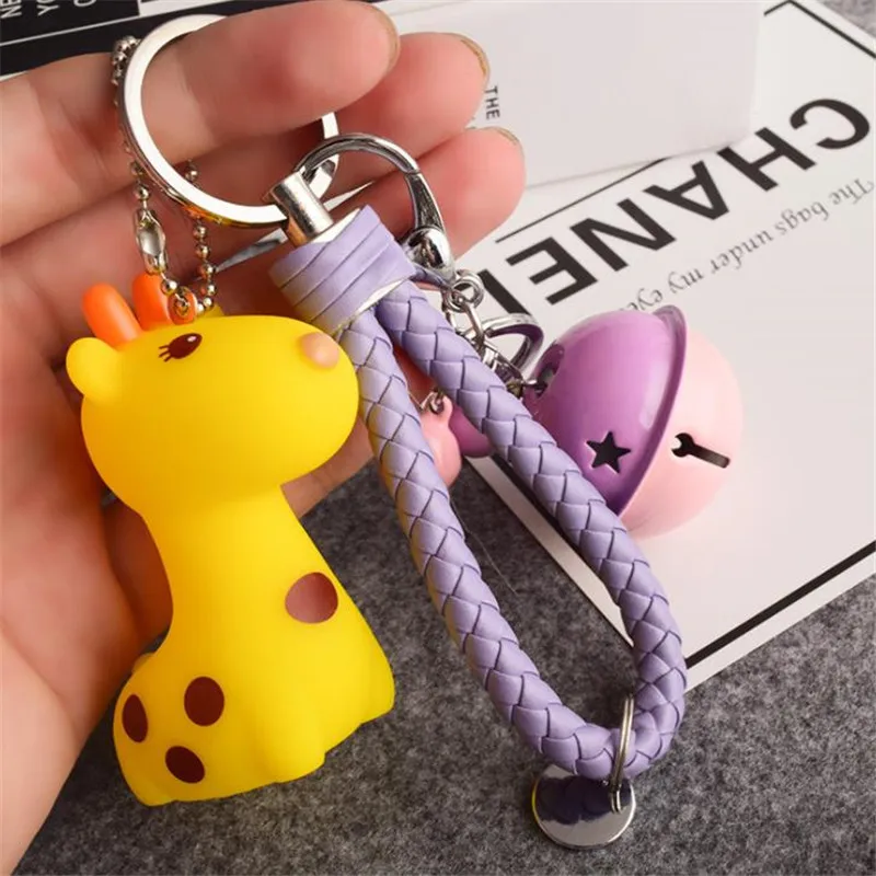 Creative cartoon cute giraffe keychain pendant plush toys ladies car bag Christmas birthday gift 7.5 cm high | Игрушки и хобби