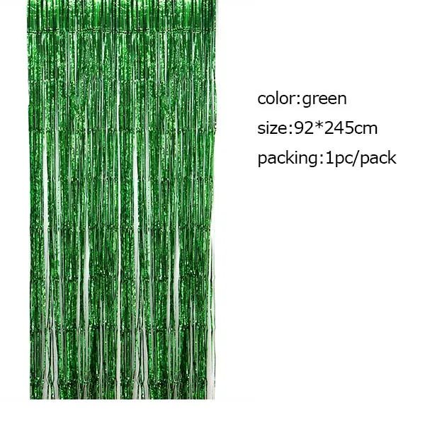 Green 3 фута x 8 фута мерцающее розовое золото бахрома мишура двери шторы металлическая фольга фон для фото на вечеринке Свадьба День рождения паб вечерние сцены - Цвет: Green