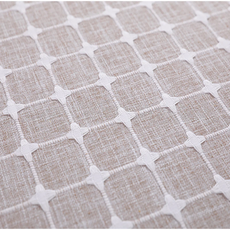 Cotton linen lace side tablecloth small plaid cloth gray Mika 2 color living room dining room decoration coffee table tablecloth