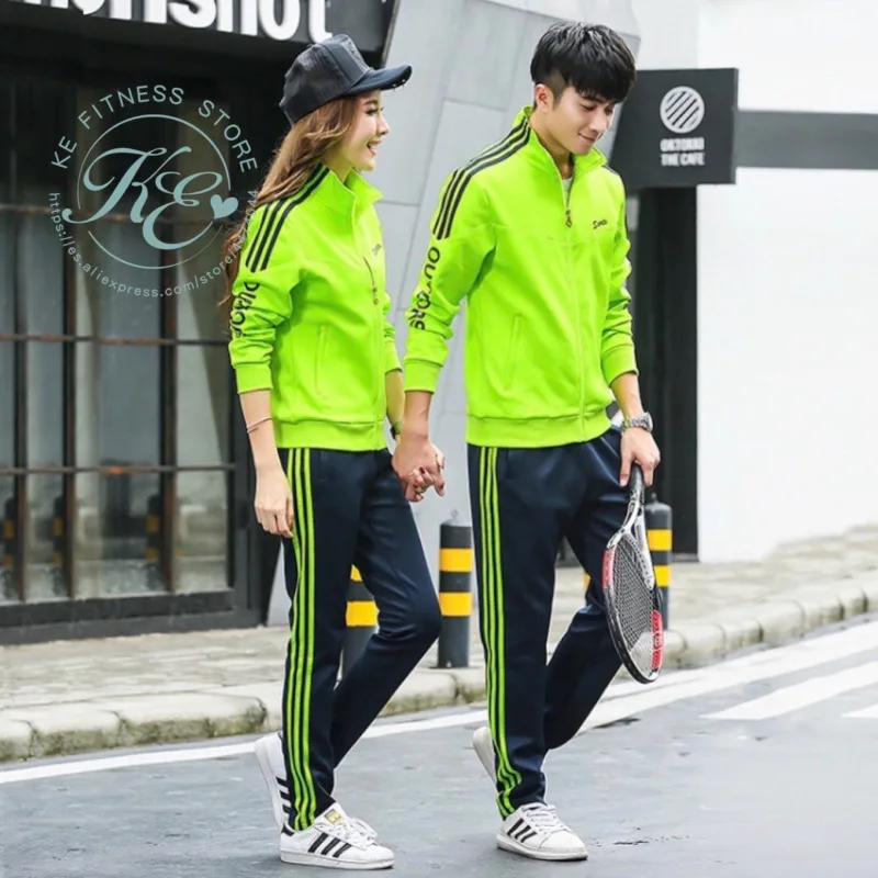 Verde a Rayas Спортивный комплект унисекс Chandal de hombre спортивный костюм для женщин chandal de mujer тренировочный костюм женский спортивный костюм fato de treino mulher - Цвет: Verde a Rayas