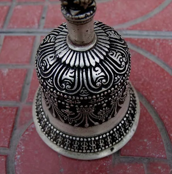 Восточные коллекционные элементы старая Серебряная тибетская буддистская Поющая чаша с колокольчиком с интерфейсом антикварное украшение для сада Серебряная латунь