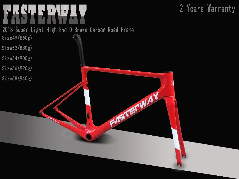 taiwan brand FASTERWAY classic full red with the whtie decals super light carbon bike frame:Frameset+Seatpost+Fork+Clamp+Headset | Спорт и
