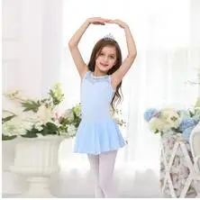 Light blue Гимнастическое трико для девочек; Новое поступление; Одежда для танцев; детское балетное платье без рукавов; трико для балета - Цвет: Light blue
