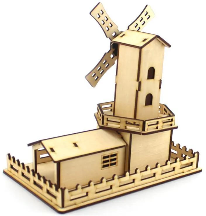 Деревянная водяная мельница вращающаяся Музыкальная Коробка для самодельных
