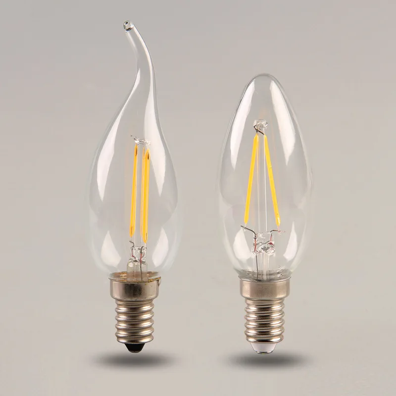 50 шт./лот E14 COB LED накаливания Эдисона лампы в форме свечи света типа Свеча) 2 Вт 4 6