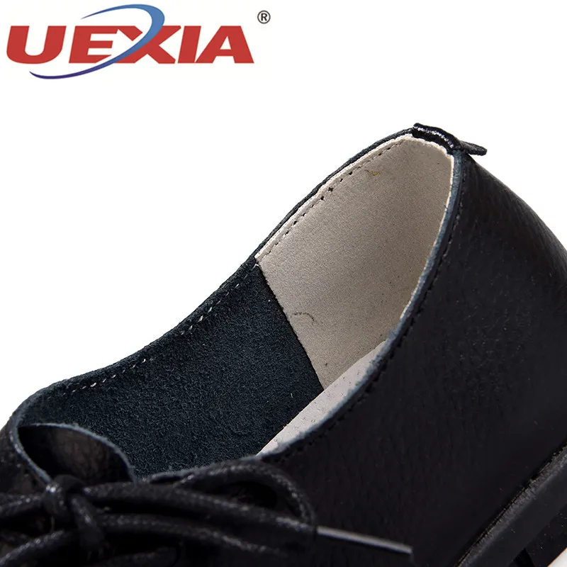 UEXIA womens shoes Woman Leather Flat Shoes Fashion Hand-sewn Loafers Female hole Women Flats Breathable | Обувь