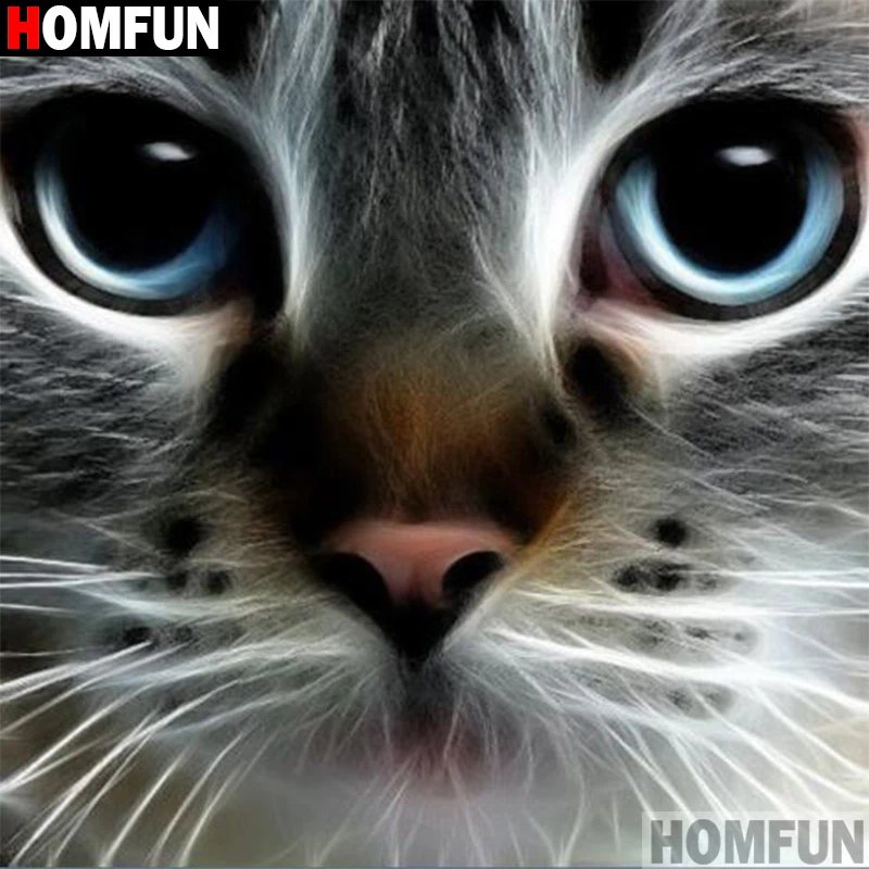 Алмазная живопись HOMFUN Кот алмазная вышивка с квадратными/круглыми стразами 5D