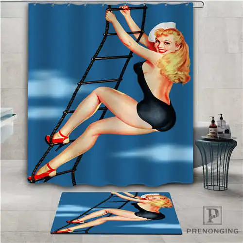 На заказ pin-up (1) водонепроницаемый занавеска для душа коврик двери домашняя Ванна