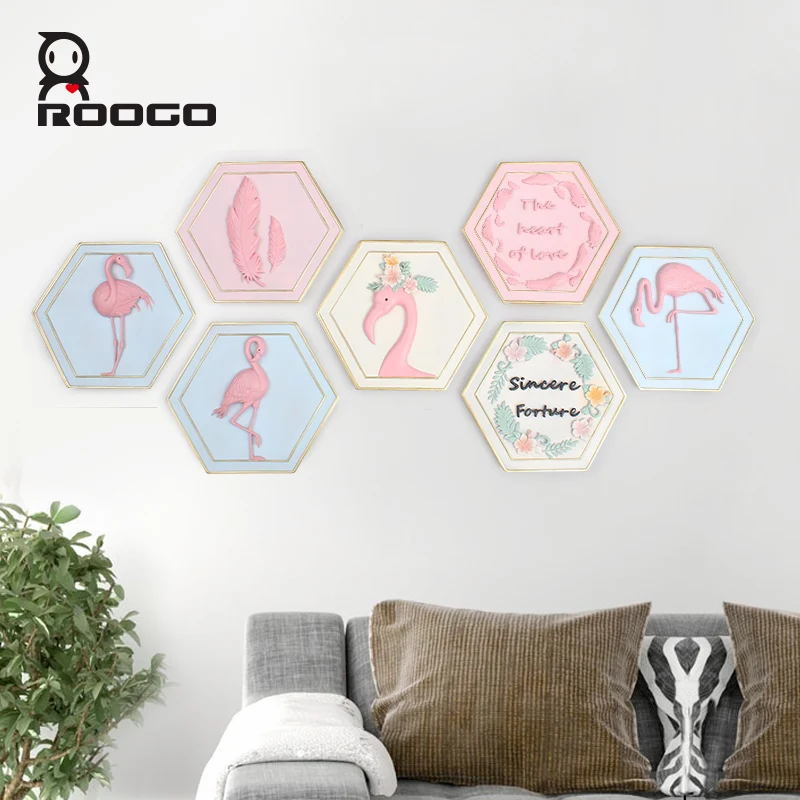 ROOGO полимерный настенный подвесной фламинго для свадебного украшения украшение