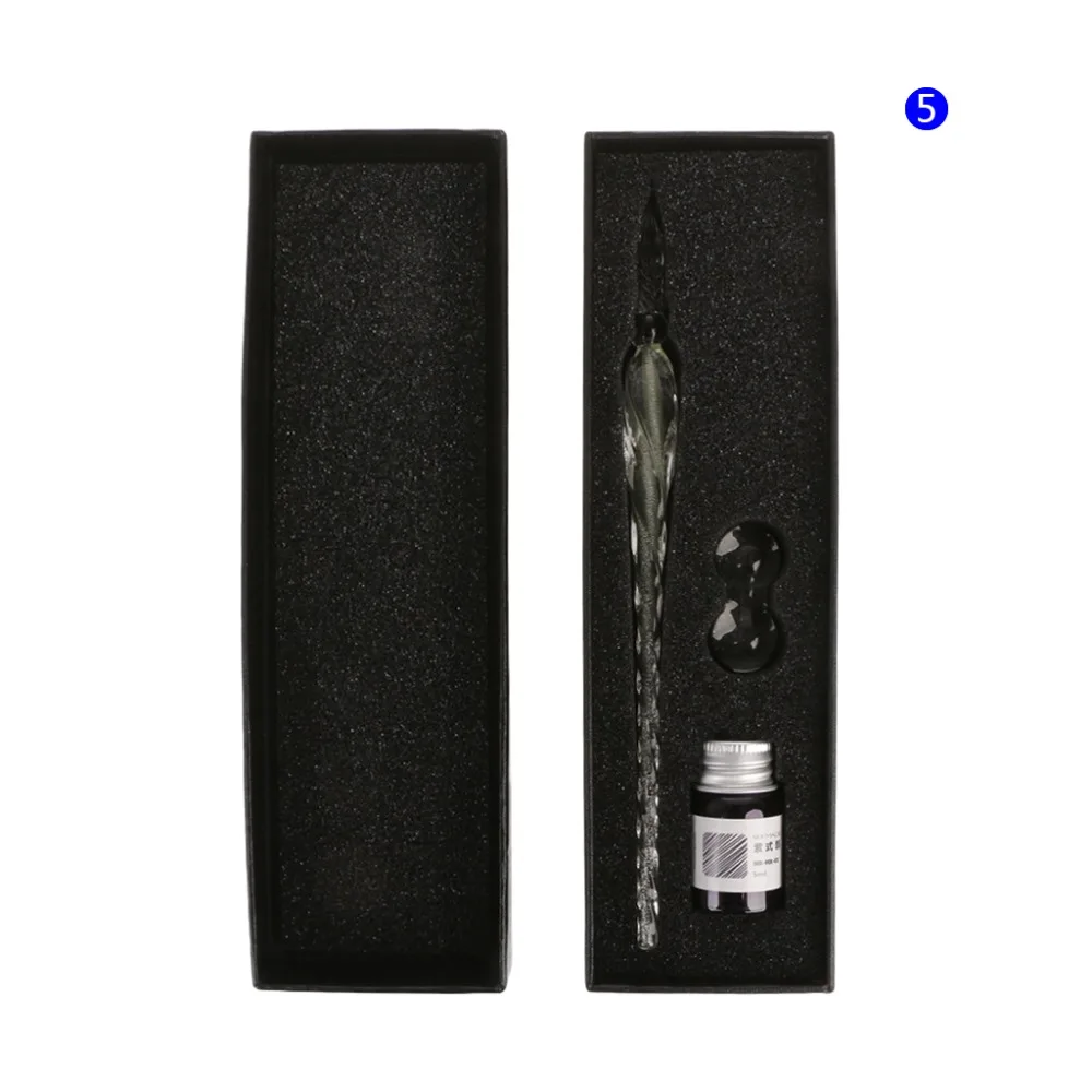 Crystal Glass Dip Pen Set Non-carbon Ink Fountain Signature Pen Writing Tools