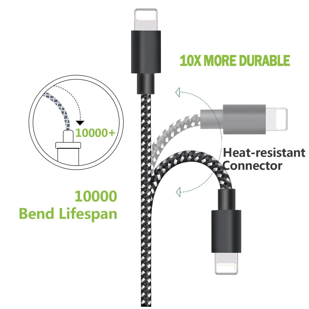 [В 3 упаковках] USB кабель 5 в 2 1 для быстрой зарядки Suntaiho нейлоновый Плетеный и
