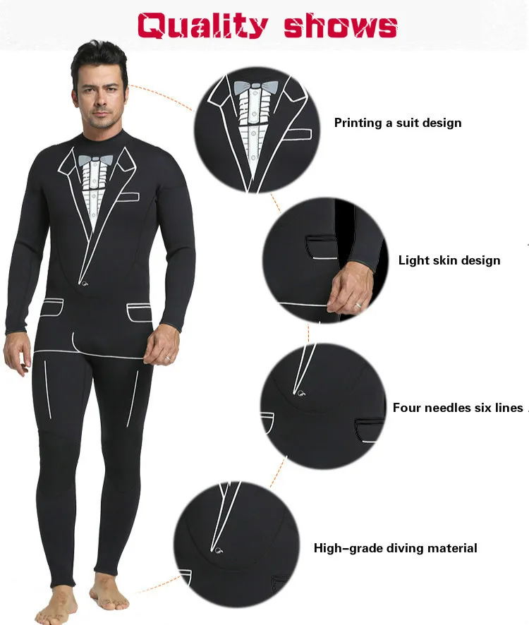 

3mm men's continuous diving suit surf suit long sleeved trousers for individual diving suit