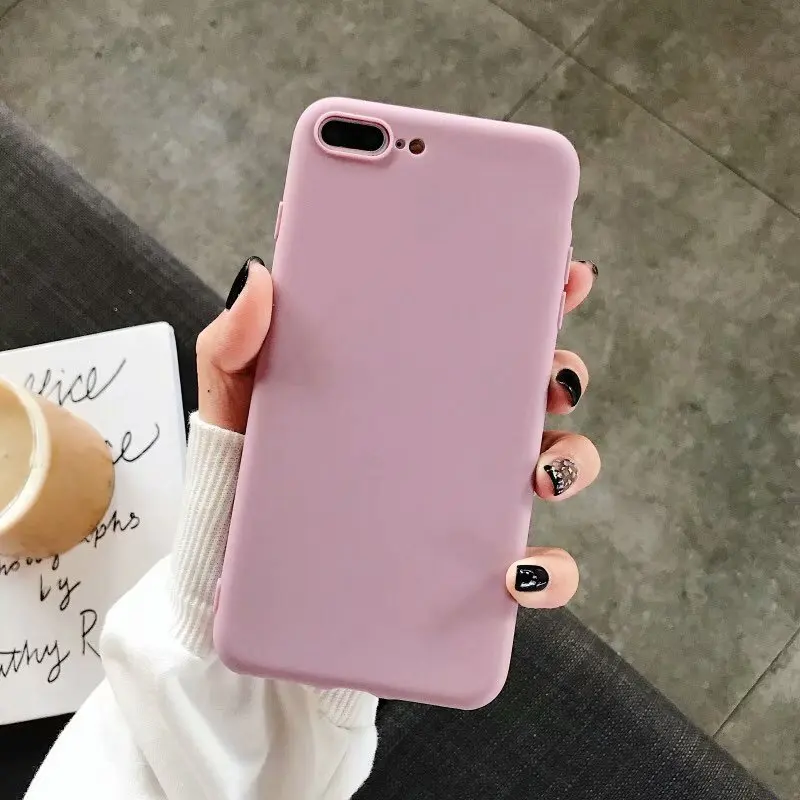 Милые простые однотонный яркий цвет телефон чехол для iPhone 6 6s 7 8 плюс Мягкие