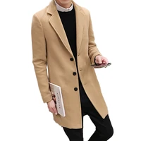 new fashion boutique pure color high grade men woolen cloth casual business trench coat mens leisure blends dust coats jackets