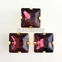 12mm 14mm 20pcspack gold bottom wine red square shape flatback aaa glass crystal sew on claw rhinestonesclothing accessories