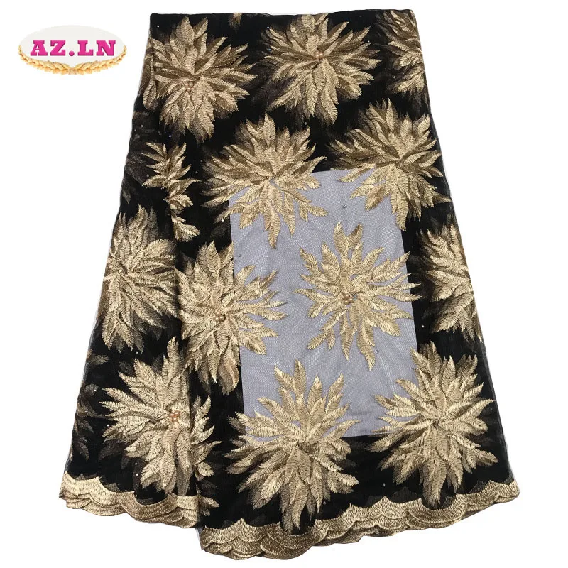 

African Lace Fabric 2019 High Quality Nigerian Lace Fabrics Tissu Africain Guipure Embroidery French Tulle Lace Fabric A19B6