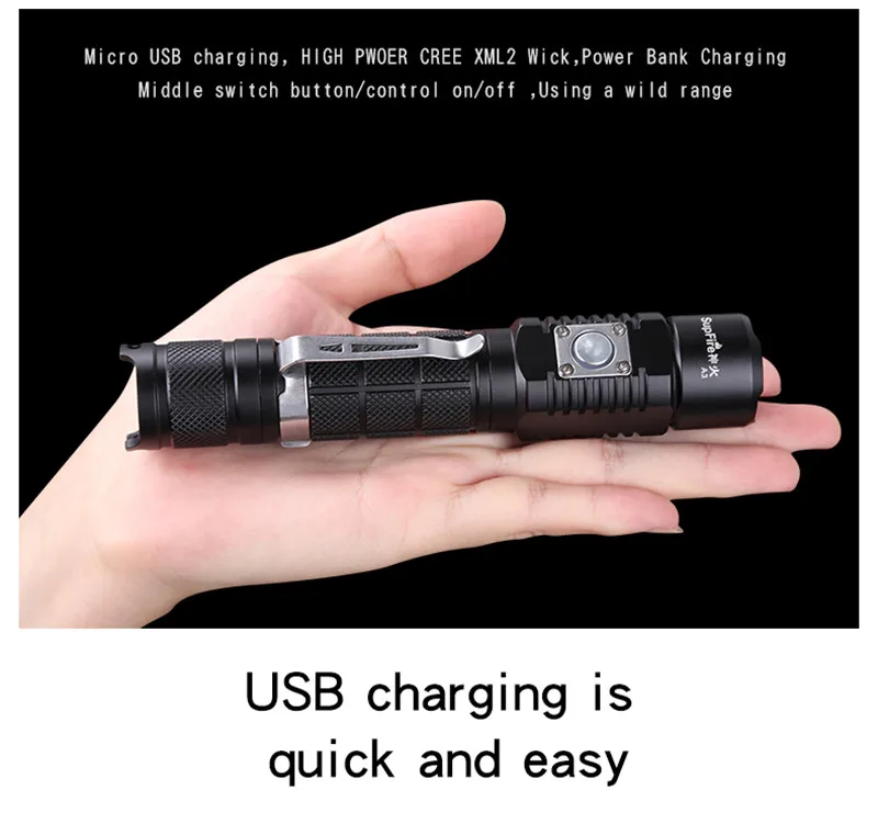 Supfire светодиодный светильник-вспышка USB фонарь A3 Автомобильный светодиодный мини-кемпинговый светильник-вспышка 2300lm ДЛЯ Fenix Convoy O светильник Sofirn 18650 лампа