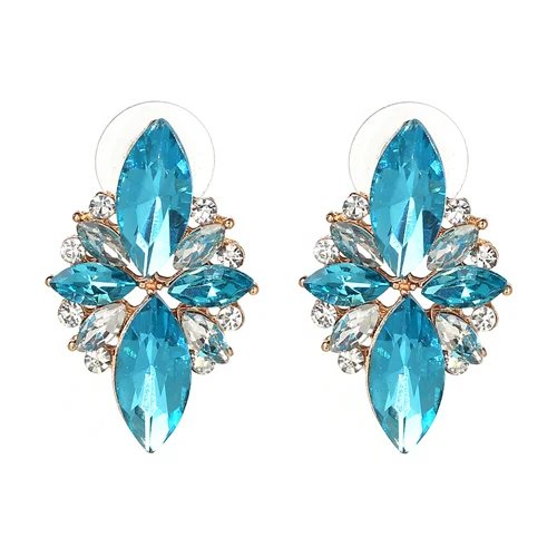 glass blue 4 цвета, новинка, модные популярные женские серьги-гвоздики с кристаллами, винтажные корейские серьги, трендовые милые блестящие серьги с капельным цветком - Окраска металла: glass blue