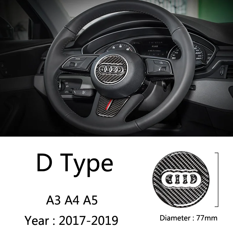 D Type Для Audi A1 A3 A5 A4 A6 A7 A8 S3 S4 S5 S6 S7 Q3 Q5 Q7 TT углеродное волокно руль эмблема 3D автомобиля наклейки Средства для укладки волос - Название цвета: D Type