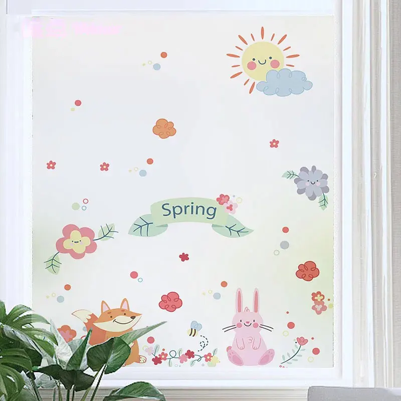 

Spring zoo Stained Window sticker squirrel Glass Film animal Static Cling Privacy Custom home foil Self-adhesive film decorative