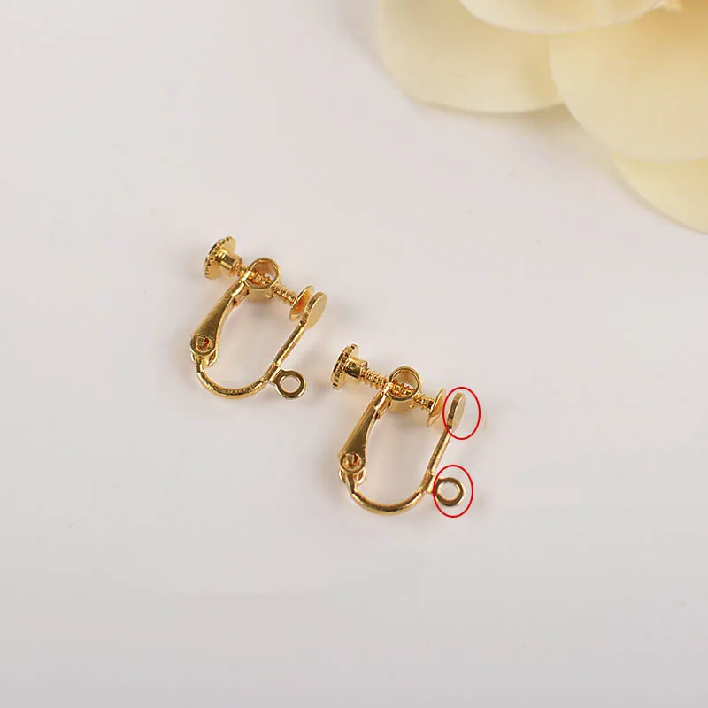 Gold 20 шт./лот золото Silvr винт ушной зажим для DIY для изготовления украшений вручную серьги фурнитура Серьги Установка с кольцо в виде застежки части - Цвет: Gold