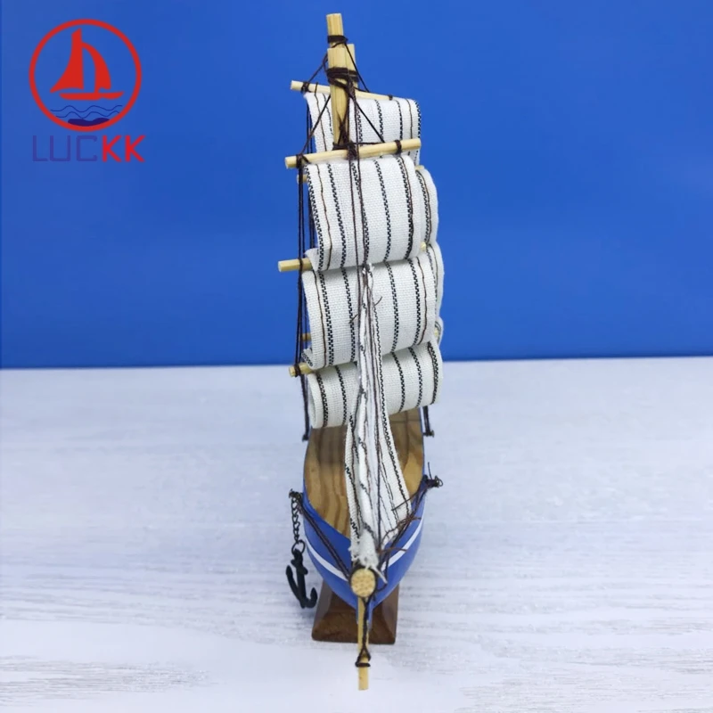 Деревянная модель корабля LUCKK 18 см морская синяя украшение для интерьера дома