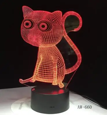 Cat 7 7 цветное кошачье 3D лампа акриловый светодиодный ночной светильник USB сенсорный Сенсор светильник дети милый ночной светильник Спальня светильник подарки для детей - Испускаемый цвет: Cat 7
