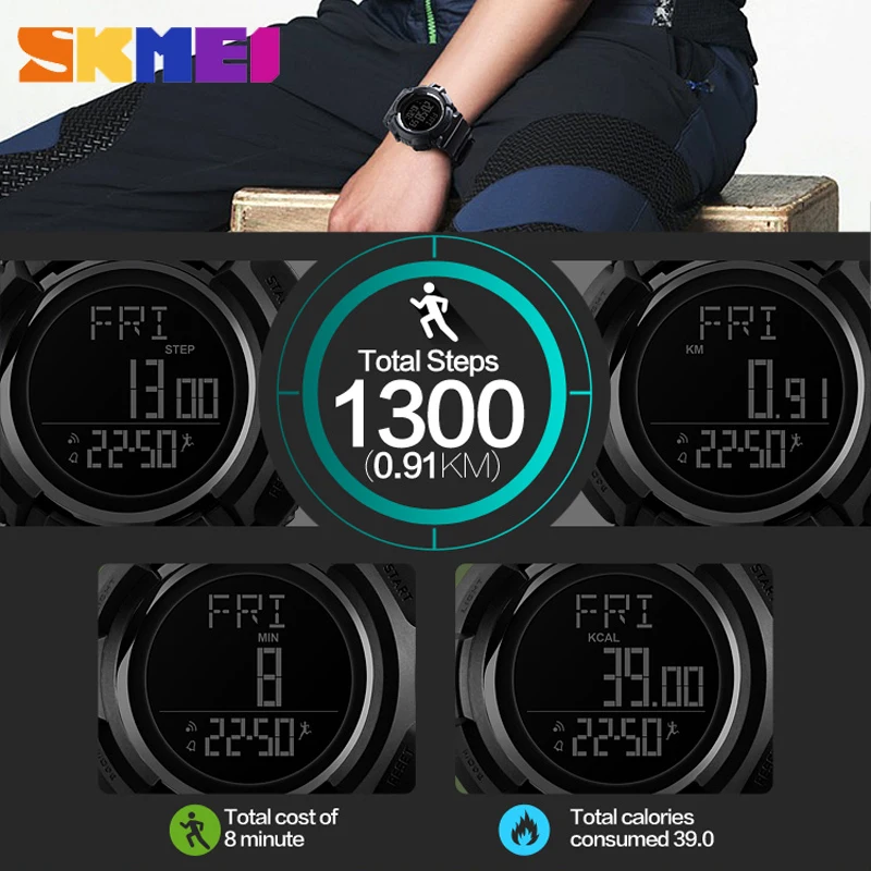 SKMEI Топ бренд Роскошные спортивные часы мужские цифровые LED двойной дисплей