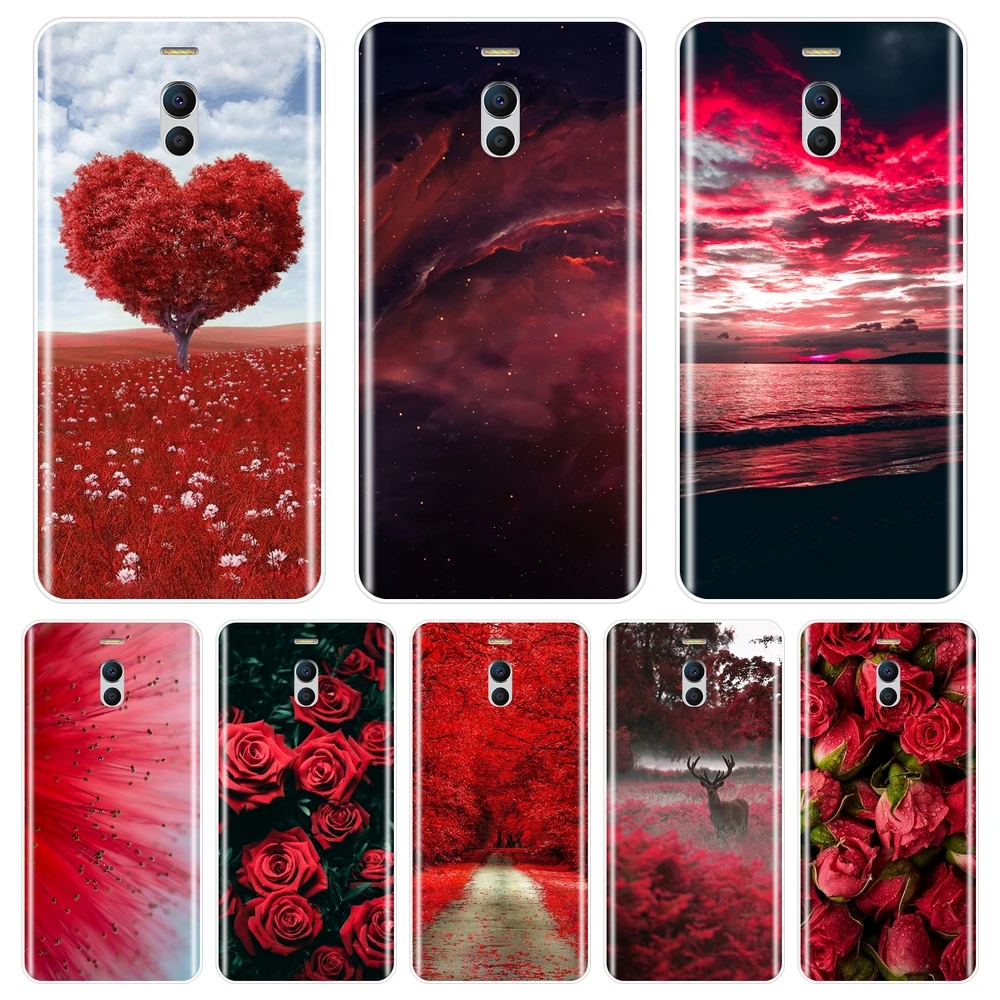 Мягкий силиконовый чехол для телефона Meizu M2 M3 M5 M6 Note задняя крышка с красным
