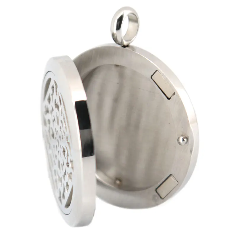

10pcs Round Silver 30mm Aromatherapy Oils Openable MagneticStainless Steel Perfume Diffuser Locke Necklace Pendant With Chain